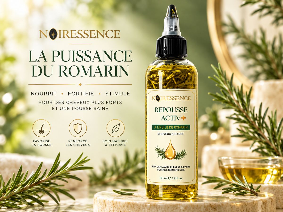 Repousse Activ+ Huile de Romarin Cheveux & Barbe – Soin Fortifiant et Nourrissant – 60 ml