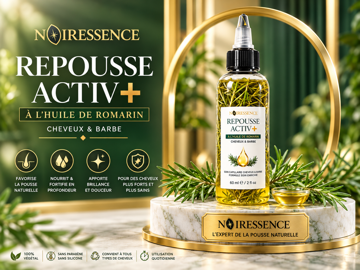 Repousse Activ+ Huile de Romarin Cheveux & Barbe – Soin Fortifiant et Nourrissant – 60 ml