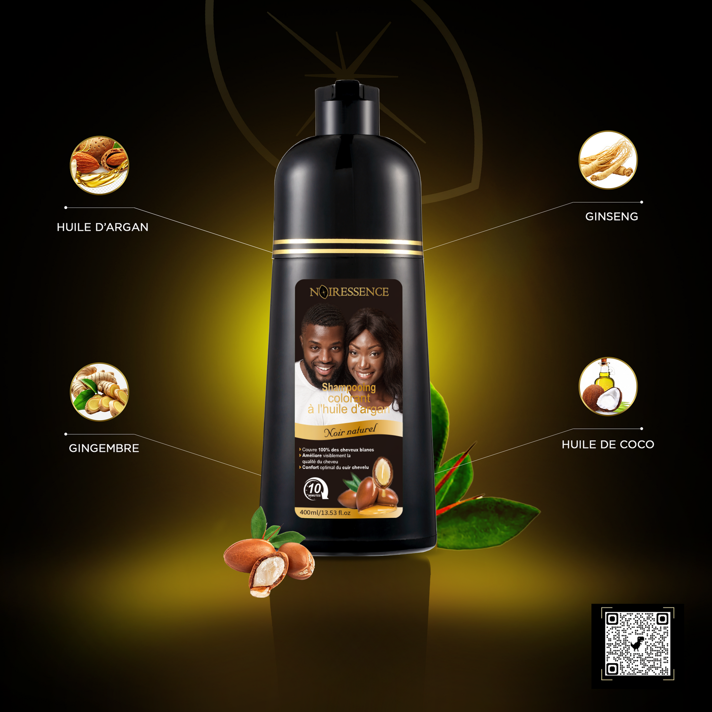 SHAMPOING NOIRCISSANT A L'HUILE D'ARGAN-400ml